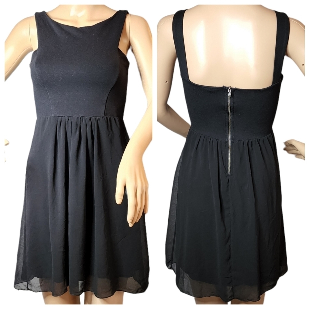 Brandy Melville Black Mini Dress Sleeveless Mixed Media Size Small